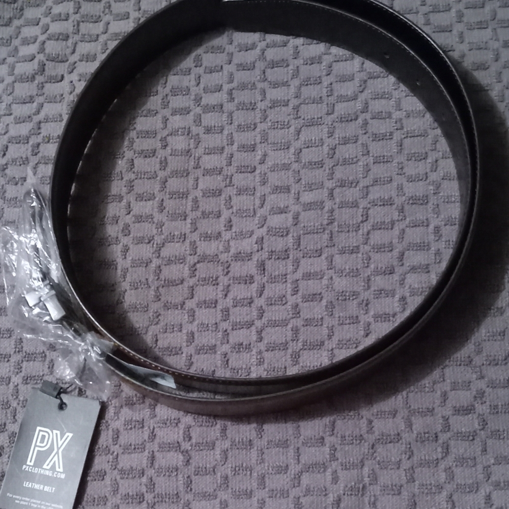NWT PX Clothing Men's Black Leather Adjustable Waist Dress Belt Size 42